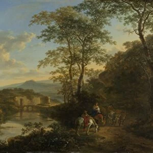 Italian Landscape with the Milvian Bridge, Jan Both, 1640 - 1652