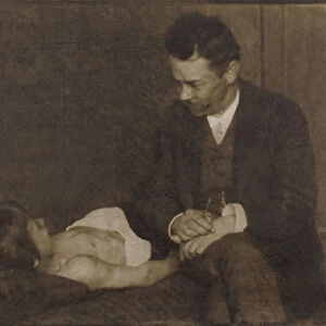 Man Seated Beside Supine Child Heinrich Kuhn