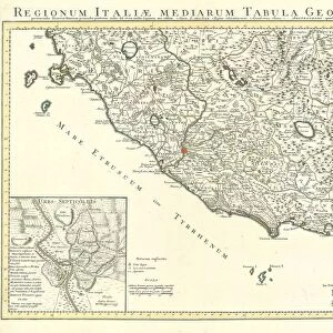 Map Regionum Italiae mediarum tabula geographica pernoscendis histor