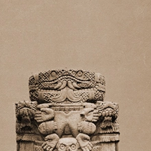 Mexico, Aztec idol, Teoyaomiqui Coatlicue (statue), Jackson, William Henry, 1843-1942