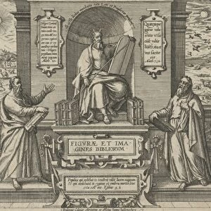 Moses with the law in the company of two prophets, Johann Bussemacher, 1577-1627
