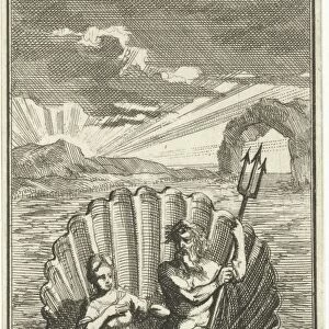 Neptune and Amphitrite on a shell pulled by seahorses, Jan Luyken, Barent Beeck, 1691