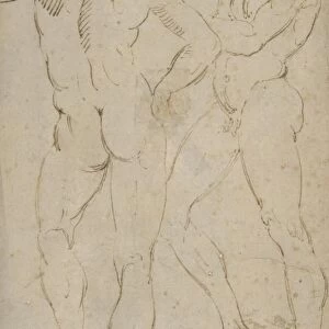 Two nude figures 16th century Pen brown ink 8-7 / 8 x 5-1 / 8