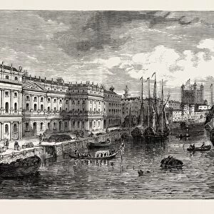THE OLD CUSTOM HOUSE in 1753. London, UK, 19th century engraving