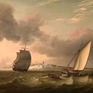 A Packet Boat Under Sail in a Breeze off the South Foreland Signed and dated, lower left