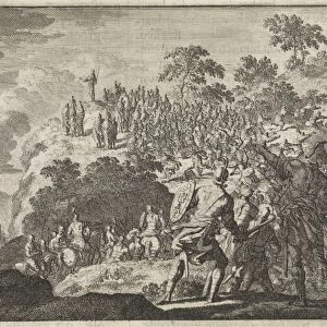 People of governor Felix attack a crowd on the Mount of Olives, Jan Luyken, Pieter