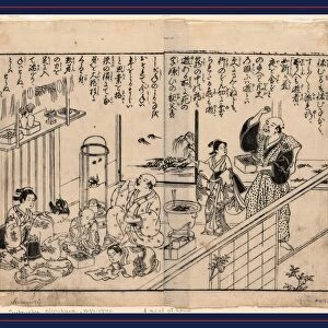 Setsubun mamemaki, Mamemaki: expelling demons with beans. [between 1730 and 1790]