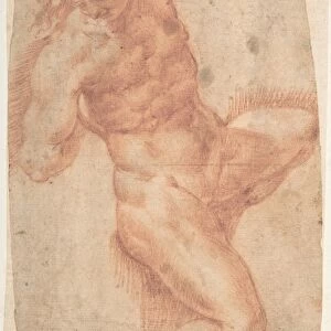 Study Male Nude 1568-1640 Red chalk 7 x 4 5 / 16in