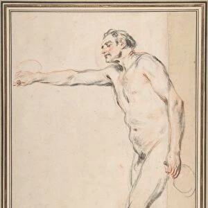 Study Nude Man Holding Bottles ca 1715-16 Black