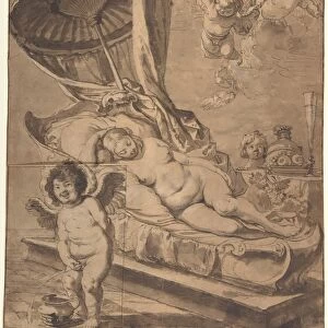 Venus Cupid r Studies Woman v 1620-60 Pen brown ink