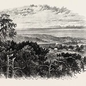 Viaduct on the Lyons Railway, Fontainebleau, France, 19th century engraving