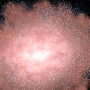 Concept of what a dusty and bright galaxy might look like close up if viewed in infrared