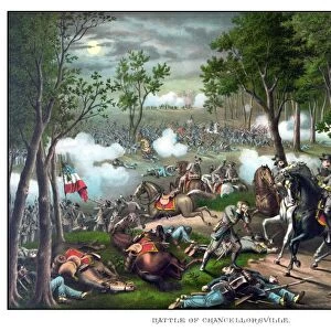Vintage American Civil War print featuring The Battle of Chancellorsville
