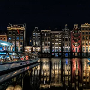 "Dancing Houses" on the Damrak Canal in Amsterdam