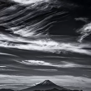 Expressive clouds and Mt. Fuji