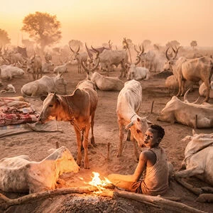 A young Mundari herder at work