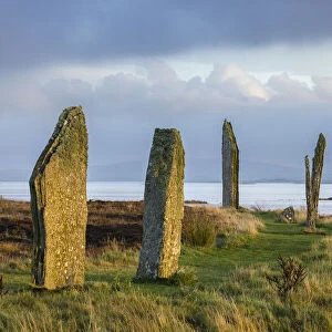 The Ring of Brodgar at dawn, Mainland, Orkney Isles, Scotland. October 2020