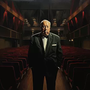 AI IMAGE - Portrait of Alfred Hitchcock in the cinema, 1970s, (2023). Creator: Heritage Images