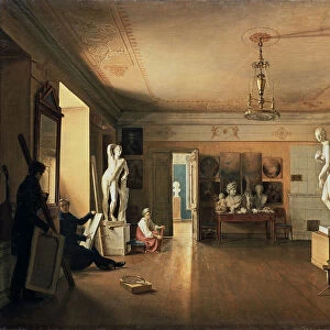 Atelier of the Artist Alexei Venetsianov in St Petersburg, 1827. Artist: Alexander Alexeyev