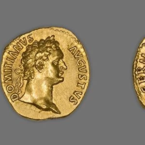 Aureus (Coin) Portraying Emperor Domitian, 90-91, issued by Domitian. Creator: Unknown