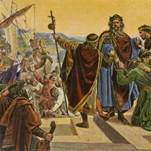 Barbarossa bids farewell as he leaves on his crusade, 1189, (1936). Creator: Unknown