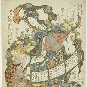 Benzaiten with monkey and rat, 1828. Creator: Totoya Hokkei