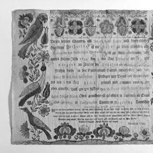 Birth and baptismal certificate, 1786. Creator: Johann Heinrich Otto