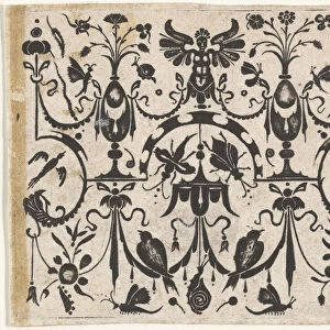Blackwork Print with a Symmetric Grotesque Pattern, ca. 1620