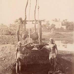 Two Boys Beside a Well, 1880s. Creator: Unknown