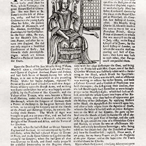 Broadside published on the death of Queen Anne, 1714 (1906)