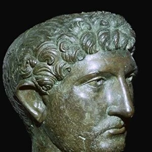 Bronze head from a statue of the Roman Emperor Hadrian, Roman Britain, 2nd century