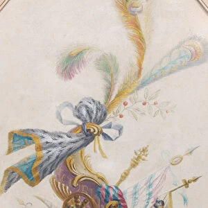 Design for a Lampas Silk with a Triumphal Chariot on a Cloud, ca. 1770-75