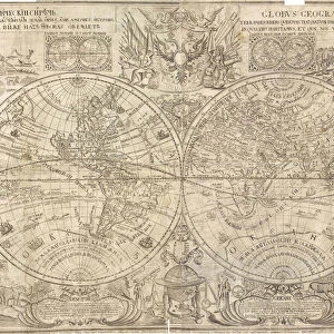 Double hemisphere map of the World, 1707. Artist: Kiprianov, Vasily Anufrievich (1669-after 1723)