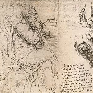 Drawing illustrating the representation of hair falling down in curls, c1472-c1519 (1883). Artist: Leonardo da Vinci