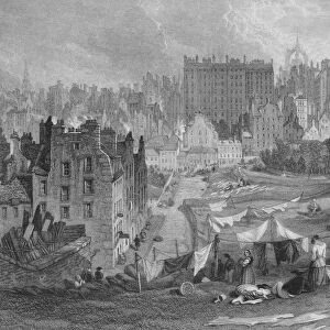 Edinburgh Old Town from Princes Street, 1841. Artist: Thomas Dobbie