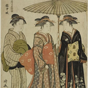 Entertainers of Tachibana (Kitchugi), from the series "A Collection of Contemporary... c. 1781. Creator: Torii Kiyonaga