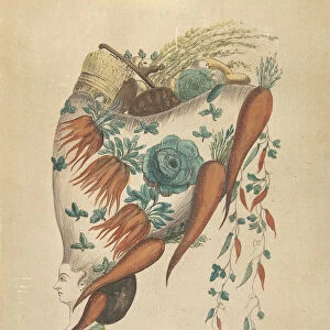 Fantastic Hairdress with Fruit and Vegetable Motif, 18th century. Creator: Anon