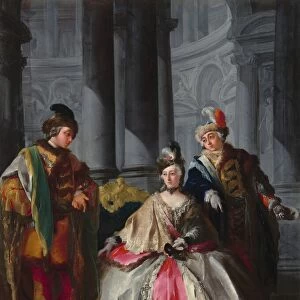 Three Figures Dressed for a Masquerade, c. 1740s. Creator: Louis-Joseph Le Lorrain