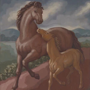 Filly and Colt, 1934. Creator: Frank Stamato