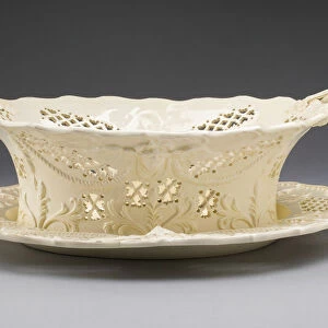 Fruit Basket and Stand, Yorkshire, 1780 / 1800. Creator: Leeds Pottery