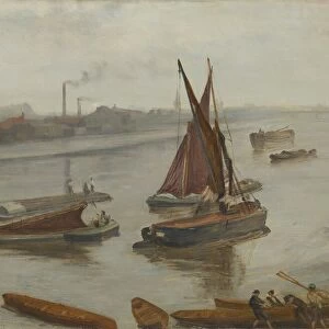 Grey and Silver: Old Battersea Reach, 1863. Creator: James Abbott McNeill Whistler