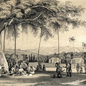 Headman of the village holding his court, 1847