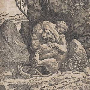 Hercules and the Nemean Lion, ca. 1517-18. Creator: Ugo da Carpi