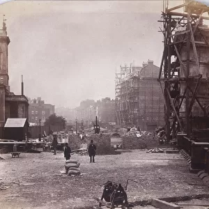 Holborn Viaduct under construction, Holborn, London, 1869. Artist: Henry Dixon