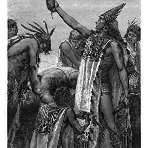 Human sacrifice, Mexico, Pre-Colombian period, (19th century). Artist: Pierre Fritel