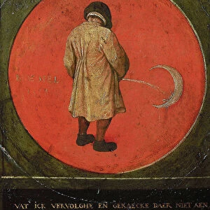 Whatever I do is in vain. I piss at the moon. 1558. Creator: Bruegel (Brueghel)