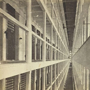 Interior View of the Main Hall of Prison, East Side, which is 6 Stories High... 1860 / 69