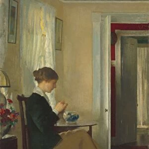 Josephine Knitting, 1916. Creator: Edmund Charles Tarbell