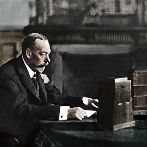 King George V broadcasting to the empire on Christmas Day, Sandringham, 1935