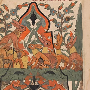 The King of the Hares in Counsel with his Subjects, Folio from a Kalila wa Dimna